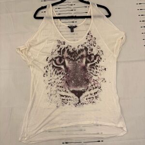 Streetwear Society White Leopard Face Scoop Neck Tank